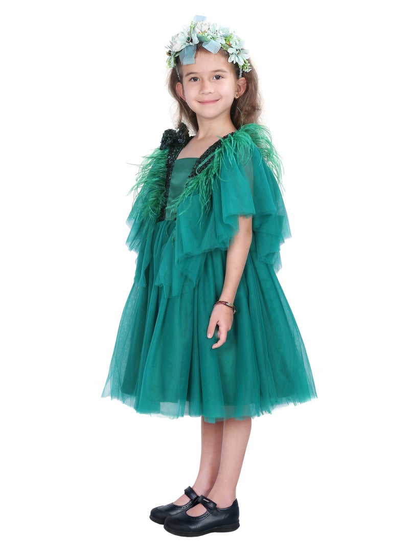 D'Daniela Feathered Tulle Dress - Image 3