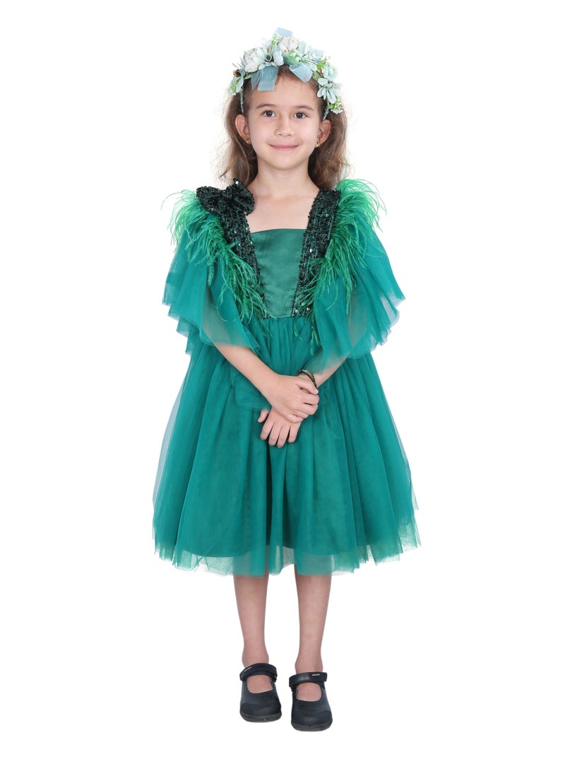 D'Daniela Feathered Tulle Dress - Image 1