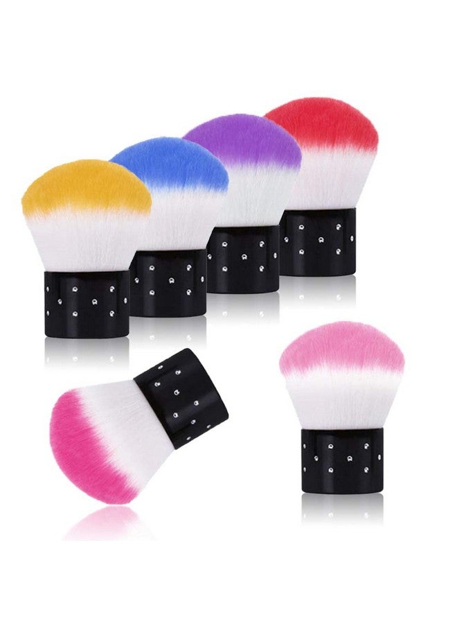 Kalolary 6Pcs Nail Art Dust Brush Remover Powder Cleaner Kabuki Brushes Makeup Powder Blush Brushes Nail Cleaning Brush Nail Art Tools For Cosmetic Makeup Or Nail Artcolorful - Image 1