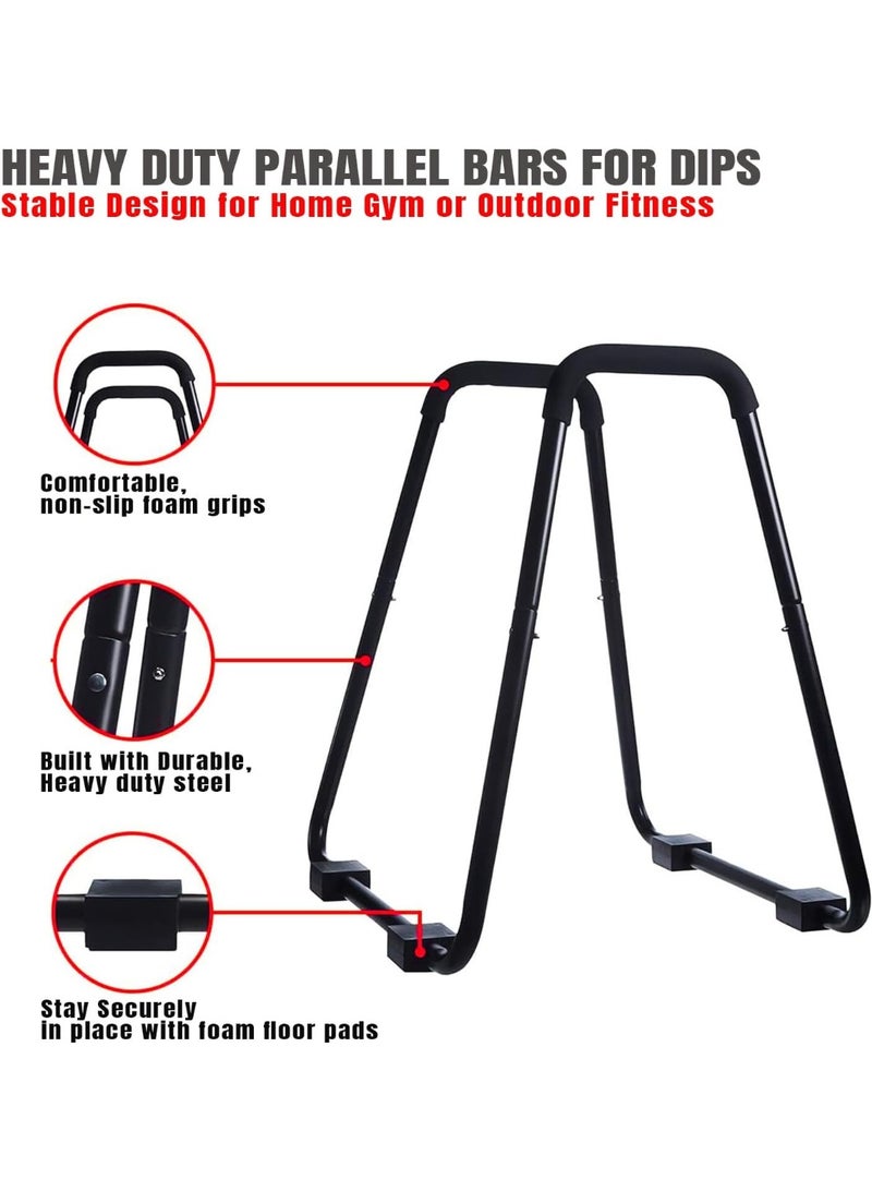 SKY LAND Dip Stand EM-1887, Heavy-Duty Parallel Bars for Home Gym, 250KG Capacity, Steel Frame, Non-Slip Handles, Stable U-Base Design, Bodyweight Training for Dips, Push-Ups & Calisthenics - Image 4