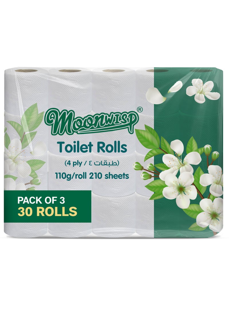 Moonwisp Premium 4 Ply Ultra Soft Toilet Paper, 30 Rolls x 115 Sheets – Extra Absorbent & Strong Toilet Tissue Roll for Everyday Comfort (Pack of 30 Rolls) - Image 1