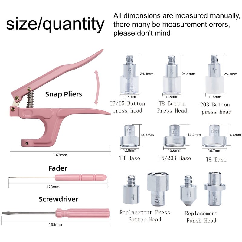 LYNDA Plastic and Metal Snap Buttons with Snaps Pliers Set,300 Sets Plastic and Metal Snap Buttons for Sewing and Crafting (Pink) - Image 2