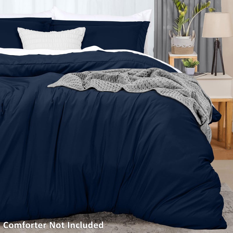 Utopia Bedding Duvet Cover Queen Size - 3 Piece with Zipper Closure - 1 Comforter Cover 90X90 Inches & 2 Pillow Shams 20X26 Inches (Navy) Comforter Not Included - Image 4