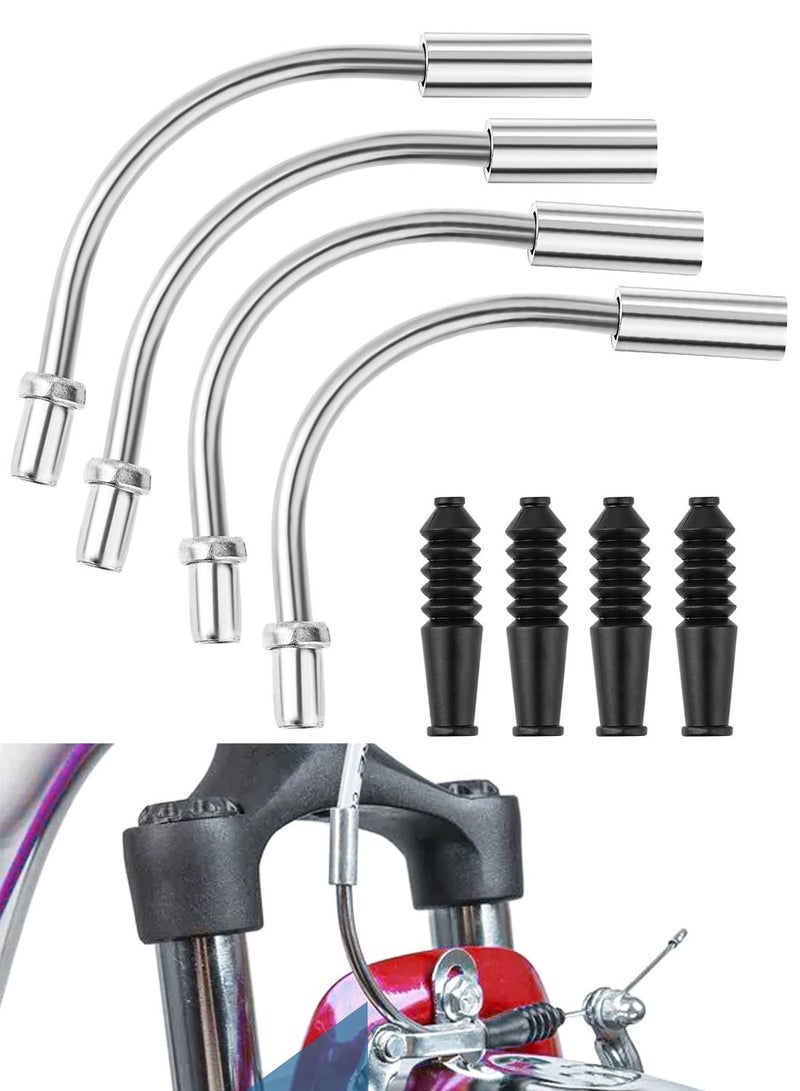 Bike V Brake Noodle Cable Guide Pipe 8Pcs Brake Noodle Cable Guide Pipe and End Caps Accessories with Rubber Boots for Mountain and Road Bicycle - Image 1
