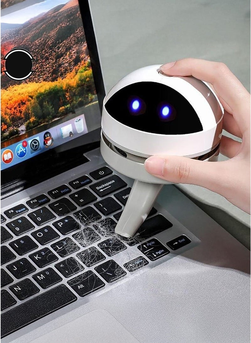 مكنسة سطح المكتب الصغيرة M19 – لاسلكية، قابلة لإعادة الشحن عبر USB، محمولة لتنظيف بقايا الممحاة وقشرة الرأس والفتات للاستخدام المكتبي - ابيض - Image 5