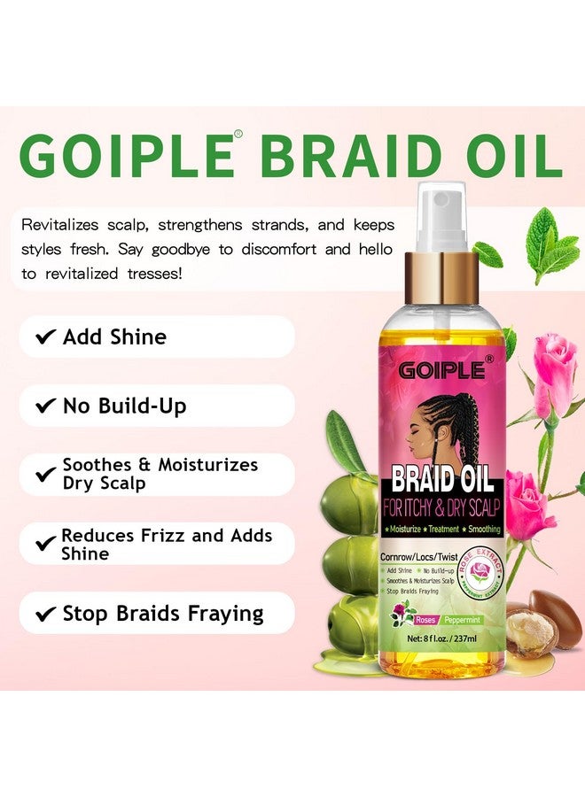 جويبل زيت الضفائر لتهدئة وترطيب فروة الرأس الجافة والحكة - زيت العناية بالضفائر لعلاج قشرة الرأس والحواف الرقيقة - زيت شعر الضفائر للضفائر والتجعيدات يعزز اللمعان ويقلل من التجعد - زيت فروة الرأس ينعش الشعر الجاف 8 أونصة سائلة - Image 2