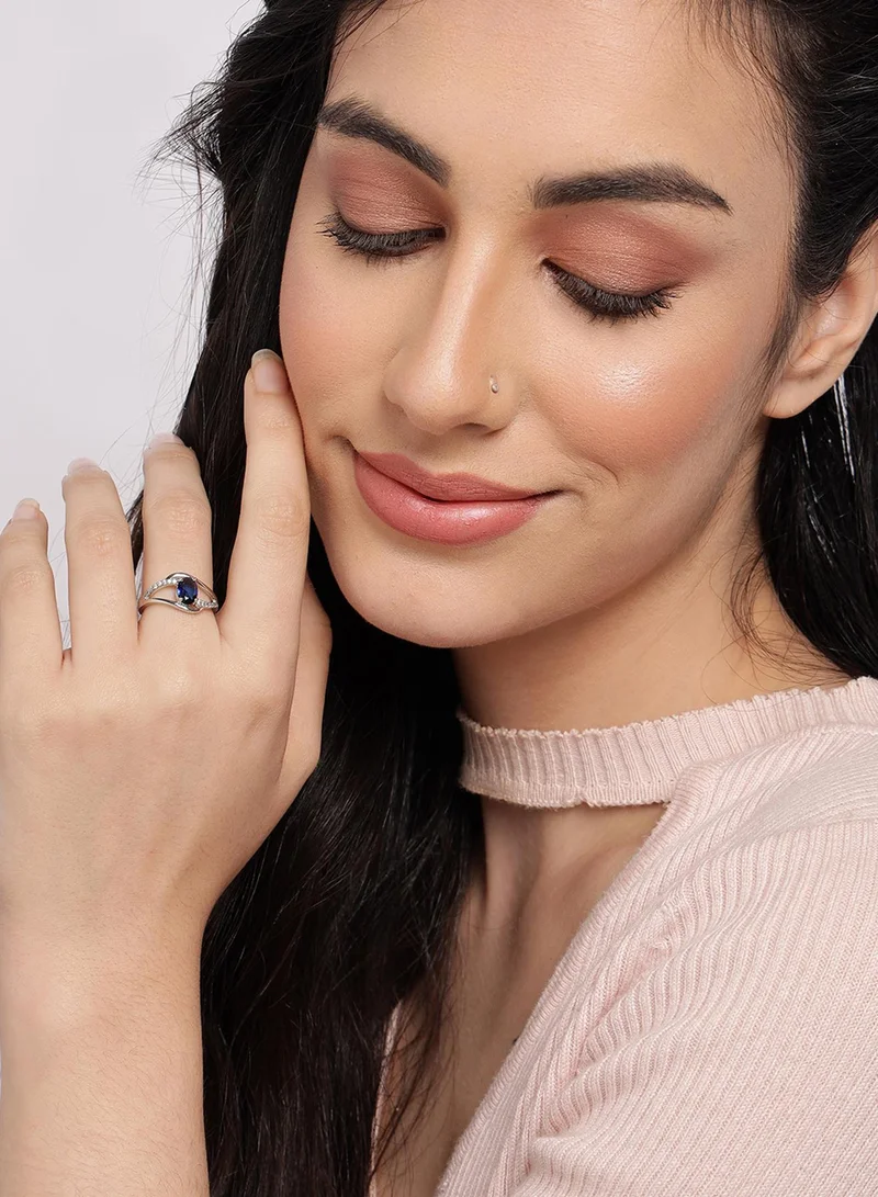 سوهي خاتم نسائي بتصميم مرصع بالأحجار الزرقاء