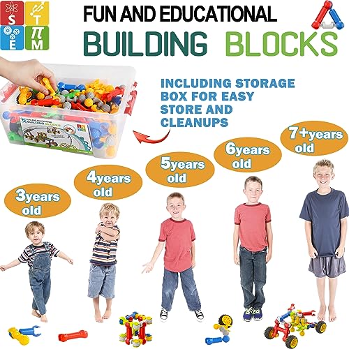 Afomida 170 Pcs STEM Building Toys for Kids Ages 48 Building Blocks Educational Construction Engineering Building Kit for Ages 3 4 5 6 7 8 9 Year Old Creative Kids Games Christmas Birthday Gifts Boys Girls - Image 5