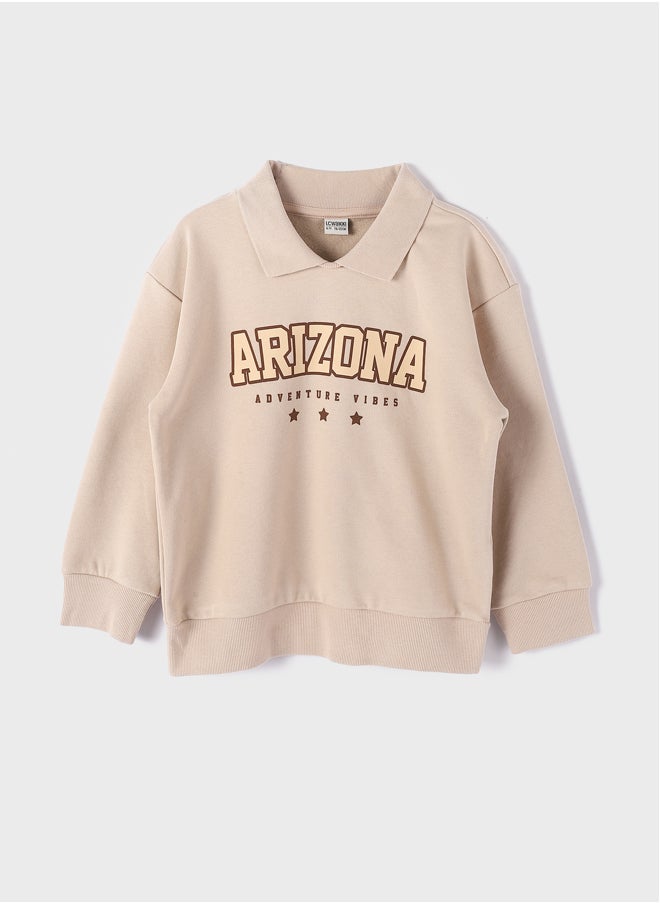 LC WAIKIKI Polo Neck Printed Long Sleeve Girl Sweatshirt  - Image 1