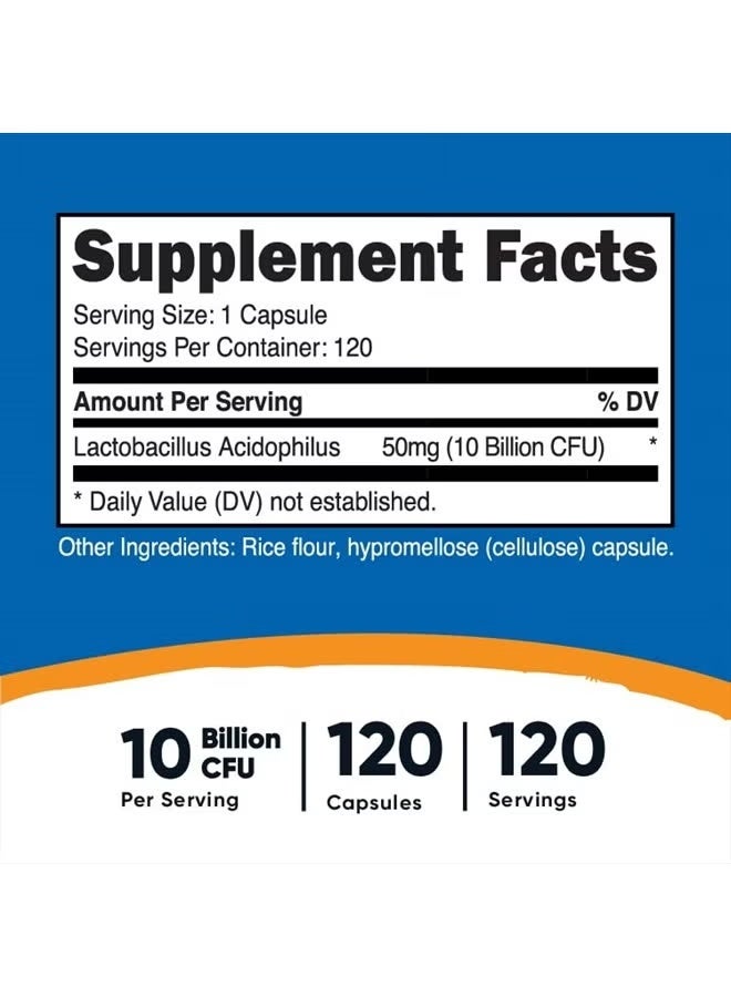 نوتريكوست، لاكتوباسيلوس أسيدوفيلوس، 50 ملغ (10 مليارات وحدة تشكيل مستعمرة)، 120 كبسولة - Image 2