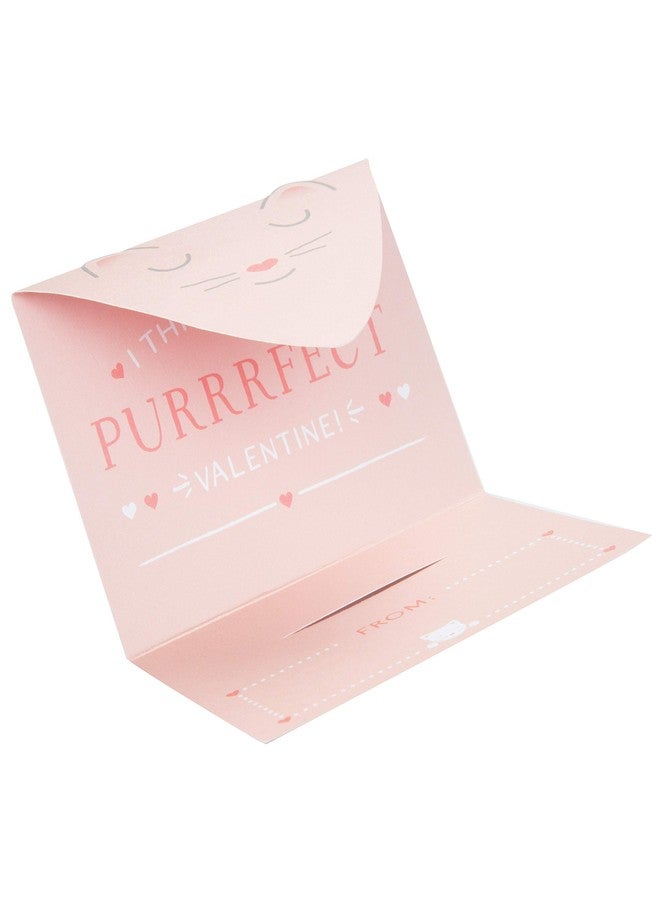 SCS Direct 24 Pack Pink Cat Valentine's Day Card & Sticker Set for Kids - I Think You're Purrrfect Valentine! - Cute Kitten Design - School Classroom Valentine Exchange Parties for Girls & Boys - Ages 4+ - Image 3