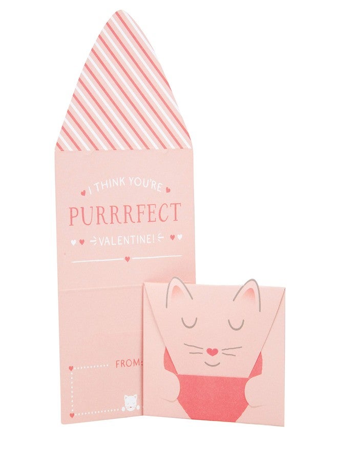 SCS Direct 24 Pack Pink Cat Valentine's Day Card & Sticker Set for Kids - I Think You're Purrrfect Valentine! - Cute Kitten Design - School Classroom Valentine Exchange Parties for Girls & Boys - Ages 4+ - Image 4