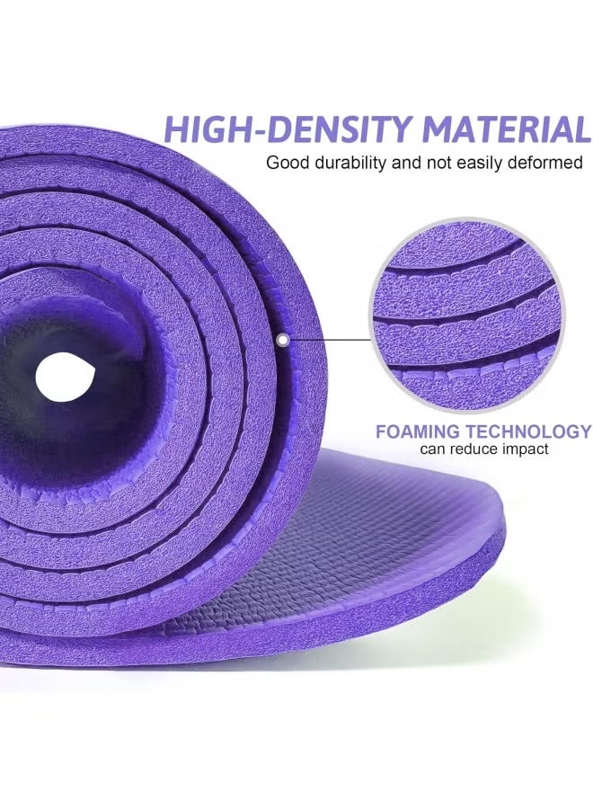 سكاي تاتش سجادة يوجا غير قابلة للانزلاق، سجادة يوجا مع حزام متضمن، سجادة تمارين سمكها 10 مم مثالية لتمارين HiiT والبيلاتس واليوغا والعديد من التمارين المنزلية الأخرى - Image 5