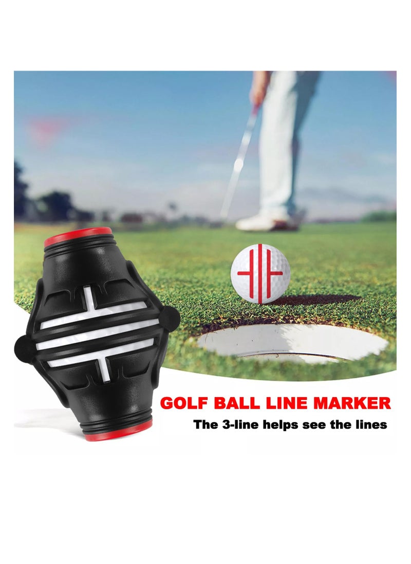 Excefore - Golf Ball Marker, Upgraded 360° Triple-Line Ball Marker Stencil with 2 Color Marker Pens, Plastic Golf Ball Line Marking Alignment Tool Kit - Image 1