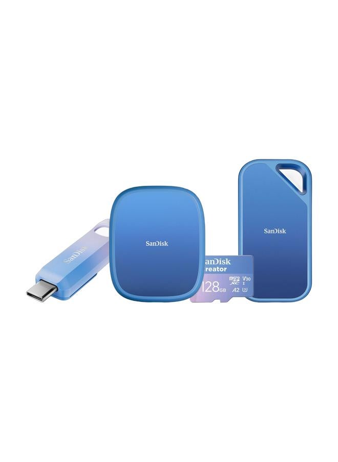 sandisk Creator Power Pack - 128GB Creator microSD + 1TB Creator USB-C Flash Drive + 1TB Creator Phone SSD + 2TB Creator Pro NVMe SSD - Image 1