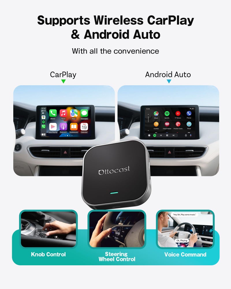 OTTOCAST 2025 Wireless CarPlay & Android Auto Adapter,Android 13 Magic CarPlay Box for Netflix/YouTube/TikTok +,FOTA Update,Split Screen,Plug & Play,Auto Bluetooth Connection,App Download,E2 - Image 3
