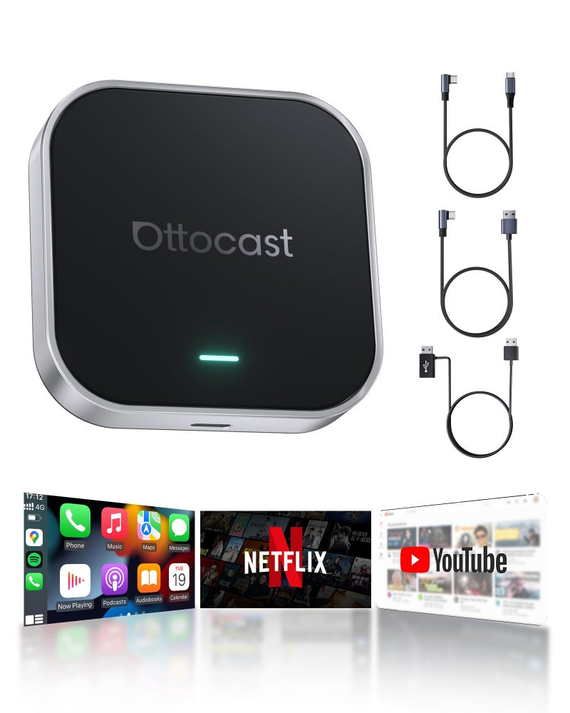 OTTOCAST 2025 Wireless CarPlay & Android Auto Adapter,Android 13 Magic CarPlay Box for Netflix/YouTube/TikTok +,FOTA Update,Split Screen,Plug & Play,Auto Bluetooth Connection,App Download,E2 - Image 1