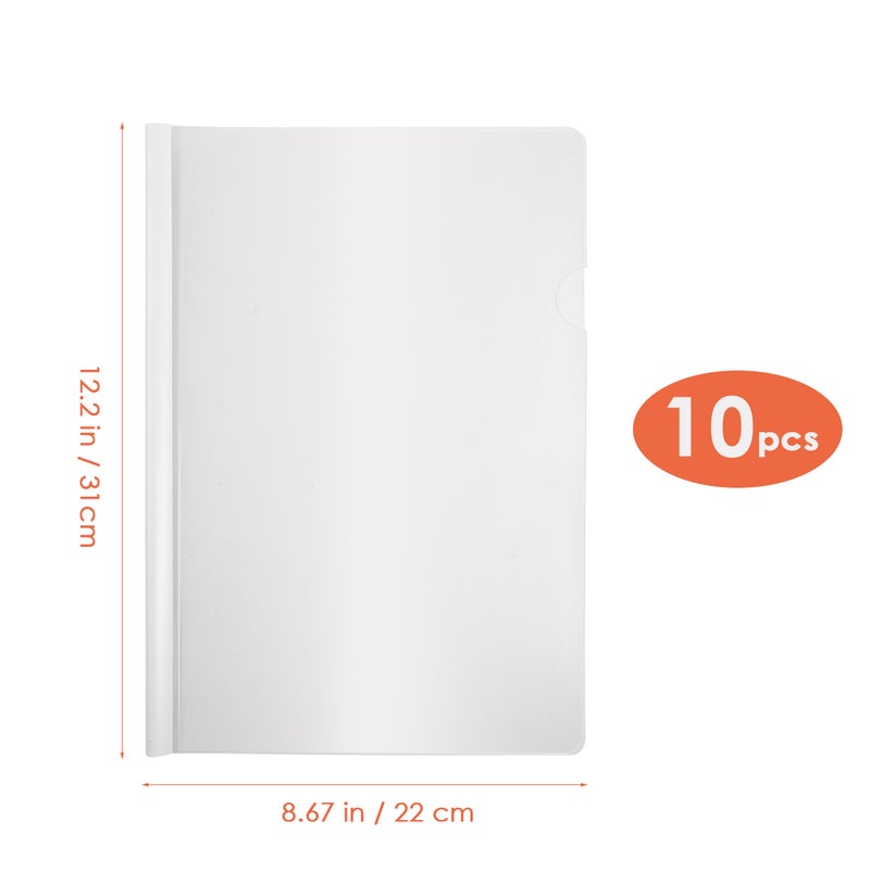 10pcs Transparent File Folder Sliding Bar Report Covers for A4 Report Display Cover Organizer Binder (White） - Image 2