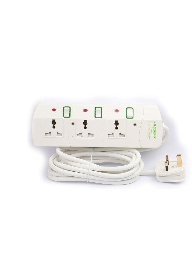 Terminator 3 Way Universal Power Extension Socket 13A 5M Cable  - Image 3