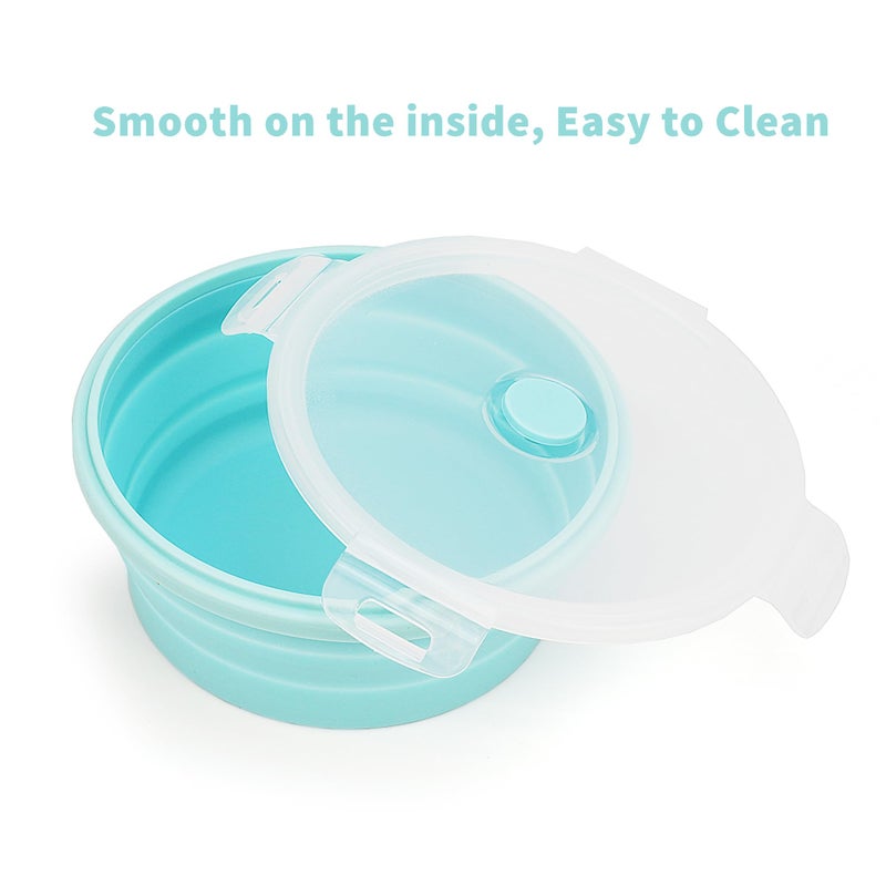 CARTINTS Silicone Collapsible Food Storage Containers-Prep/Storage Bowls with Lids - Set of 4 Round Silicone Lunch Containers - Microwave and Freezer Food Containers (Blue) - Image 4