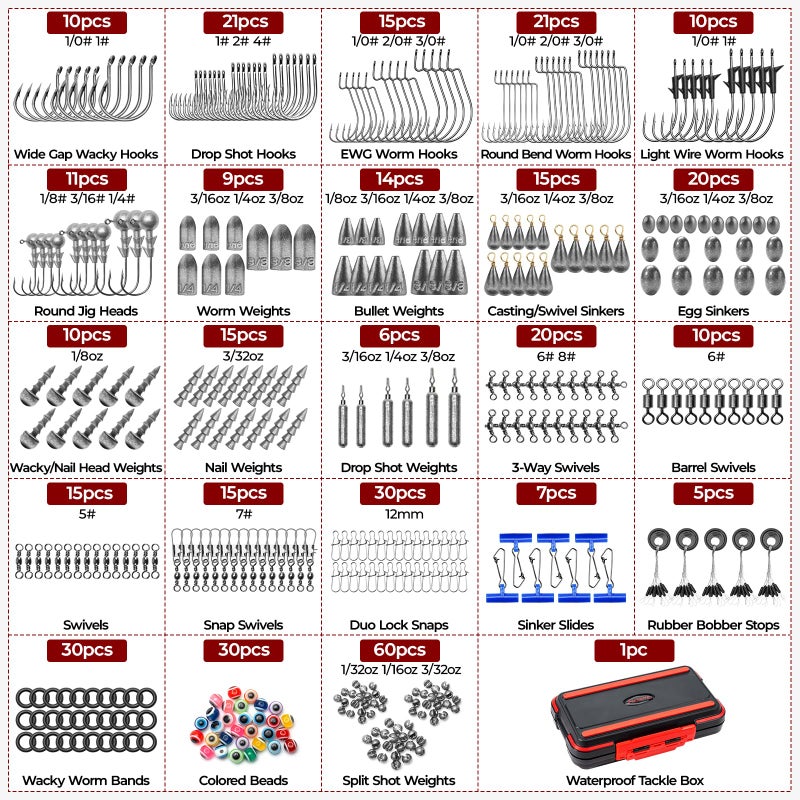 MadBite by KastKing 400-Pieces Freshwater Terminal Tackle Kit, Endorsed by Fishing Expert, Build 19+ Rigs, Fishing Hooks Accessory Kit, Fishing Gear, Weights&Sinkers, Jig Hooks, Floats and Bobber - Image 5