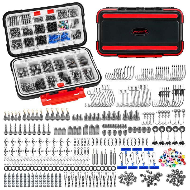 MadBite by KastKing 400-Pieces Freshwater Terminal Tackle Kit, Endorsed by Fishing Expert, Build 19+ Rigs, Fishing Hooks Accessory Kit, Fishing Gear, Weights&Sinkers, Jig Hooks, Floats and Bobber - Image 1