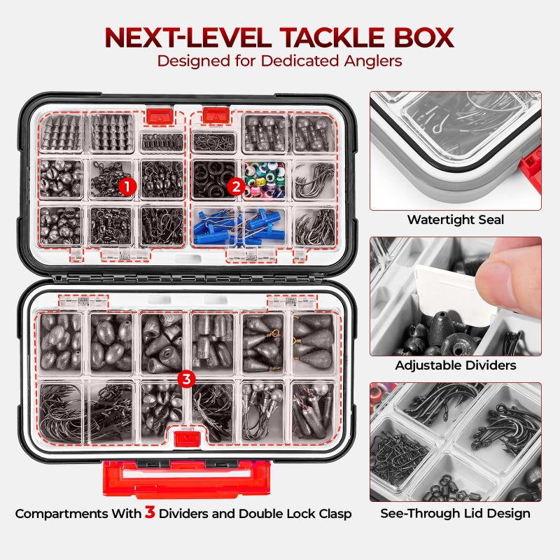MadBite by KastKing 400-Pieces Freshwater Terminal Tackle Kit, Endorsed by Fishing Expert, Build 19+ Rigs, Fishing Hooks Accessory Kit, Fishing Gear, Weights&Sinkers, Jig Hooks, Floats and Bobber - Image 4