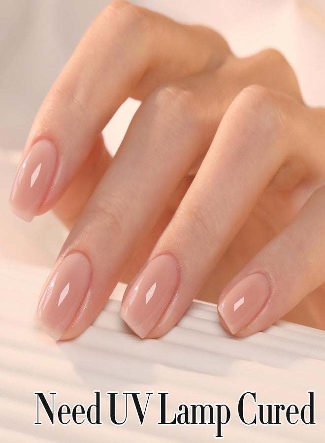 Double Rhythm 0.50 OZ Gel Polish Hema Free Same Color Same Bottle Golden Round Translucent Neutral Natural Milky 15 ML Jelly UV Polish Art DIY at Home (Nude Pink-C1491) - Image 5