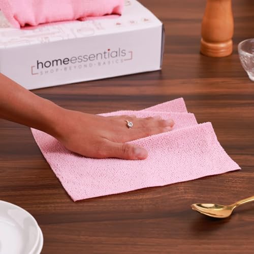 Shop Home Essentials HomeEssentials Reusable Microfiber Cleaning and Drying Wipes, 180GSM, 8 by 8 Inches, Washable All Purpose Wash Cloth for Kitchen, Car, House, Office Pack of 20 (Pink, 1 Box) - Image 2