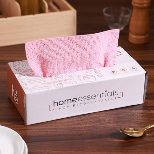Shop Home Essentials HomeEssentials Reusable Microfiber Cleaning and Drying Wipes, 180GSM, 8 by 8 Inches, Washable All Purpose Wash Cloth for Kitchen, Car, House, Office Pack of 20 (Pink, 1 Box) - Image 1