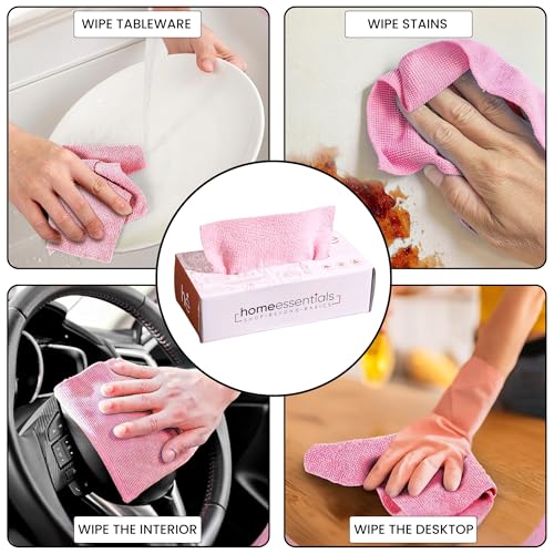 Shop Home Essentials HomeEssentials Reusable Microfiber Cleaning and Drying Wipes, 180GSM, 8 by 8 Inches, Washable All Purpose Wash Cloth for Kitchen, Car, House, Office Pack of 20 (Pink, 1 Box) - Image 5
