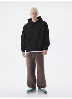 Maniac Mens Solid Full Sleeve Black Hoodie Fleece Sweatshirt  - Image 5