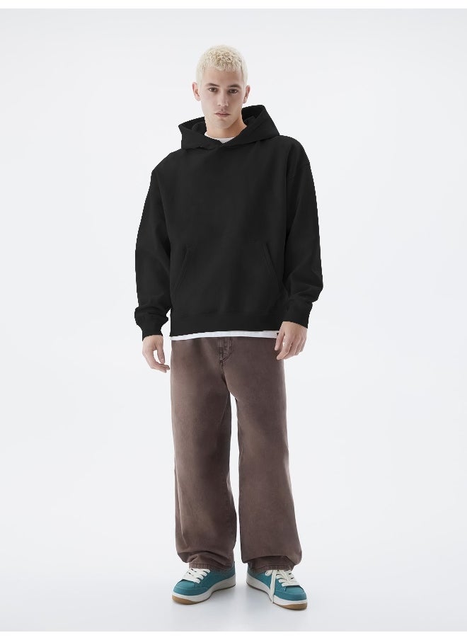 Maniac - Mens Solid Full Sleeve Black Hoodie Fleece Sweatshirt - Image 1