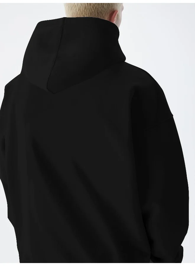 مانياك Mens Solid Full Sleeve Black Hoodie Fleece Sweatshirt