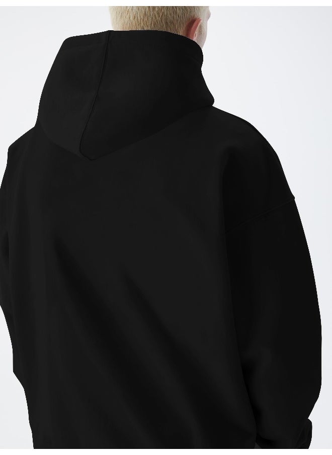 Maniac - Mens Solid Full Sleeve Black Hoodie Fleece Sweatshirt - Image 1