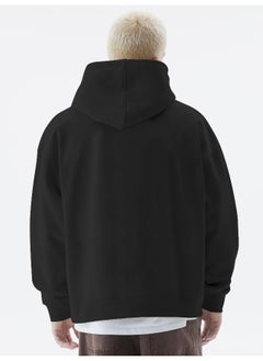 Maniac Mens Solid Full Sleeve Black Hoodie Fleece Sweatshirt  - Image 3