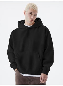 Maniac Mens Solid Full Sleeve Black Hoodie Fleece Sweatshirt  - Image 1