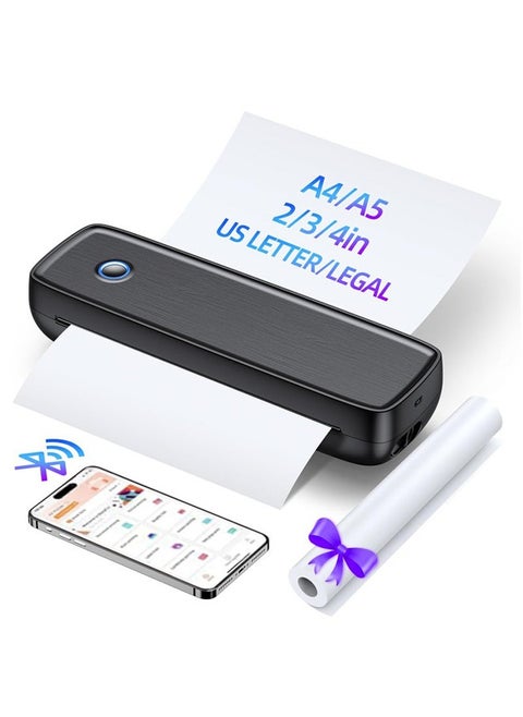 Portable Printer Wireless for Travel, Bluetooth Thermal Printer Support 8.5 X 11 inch US Letter Legal,A4 A5 Thermal Paper, Inkless Printer Compatible with iOS, Android Laptop for Office Car Home