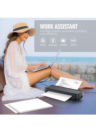 Portable Printer Wireless for Travel, Bluetooth Thermal Printer Support 8.5 X 11 inch US Letter Legal,A4 A5 Thermal Paper, Inkless Printer Compatible with iOS, Android Laptop for Office Car Home - view 3