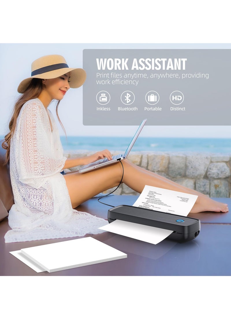 XiuWoo Portable Printer Wireless for Travel, Bluetooth Thermal Printer Support 8.5 X 11 inch US Letter Legal,A4 A5 Thermal Paper, Inkless Printer Compatible with iOS, Android Laptop for Office Car Home  - Image 3