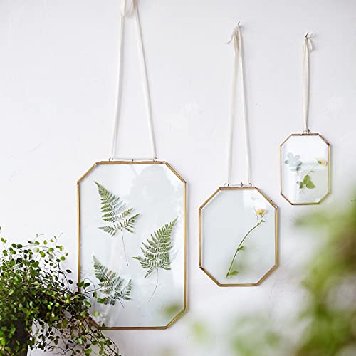 ARTINCO Art India Collections Home Decor Glass & Metal Hanging Octagon Picture Frame for Wall Decoration, with 2 Sides Glass - 4 x 6 inch (Golden) Decorative Hanging Photo Frame - Image 3