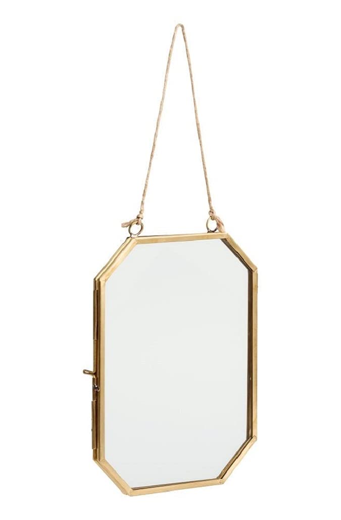 ARTINCO Art India Collections Home Decor Glass & Metal Hanging Octagon Picture Frame for Wall Decoration, with 2 Sides Glass - 4 x 6 inch (Golden) Decorative Hanging Photo Frame - Image 2