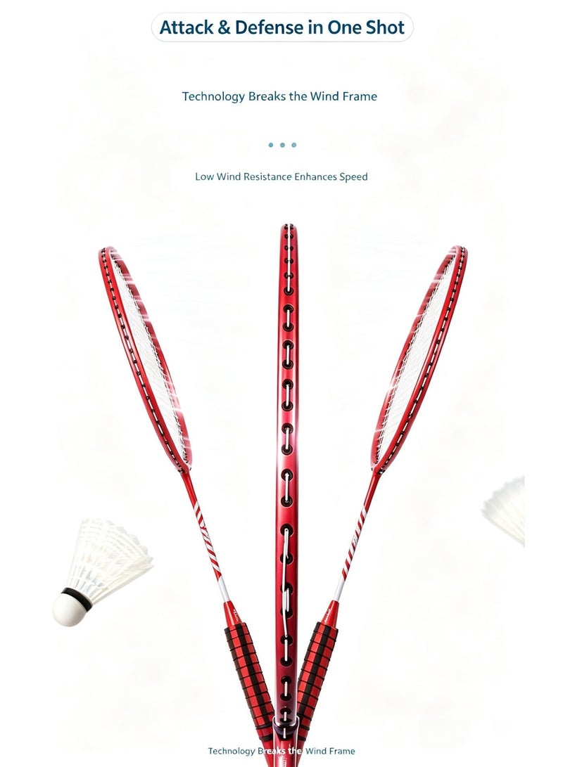 Boshika Red Double Badminton Racquet Set – Lightweight Set, includes 3 shuttlecocks and a racket bag. - Image 3