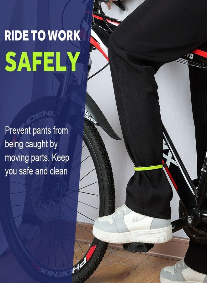 Flintronic 4 Pieces Cycling Pants Clips, ABS Reflective Bicycle Pants Clips, Elastic Trouser Clips for Night Running, Biking and Motorcycle Riding, Green - Image 4
