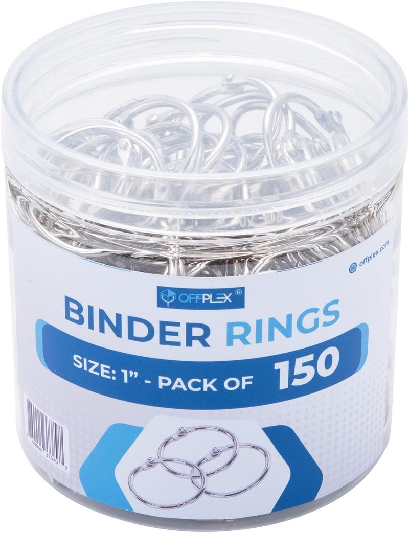 OFFPLEX Loose Leaf Binder Rings 1 Inch (150 Pack) Sturdy Metal Rings for Index Cards, Flashcards, Notebook Paper, Office, School or Home - Image 1