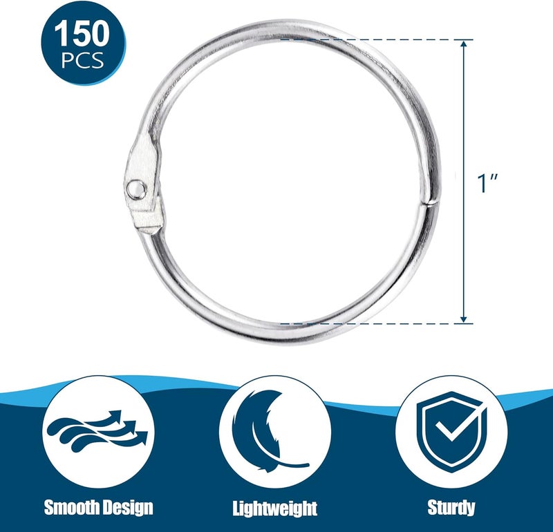 OFFPLEX Loose Leaf Binder Rings 1 Inch (150 Pack) Sturdy Metal Rings for Index Cards, Flashcards, Notebook Paper, Office, School or Home - Image 3