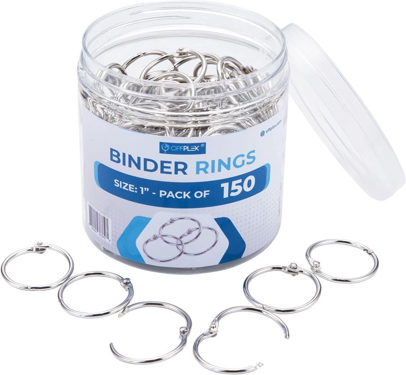 OFFPLEX Loose Leaf Binder Rings 1 Inch (150 Pack) Sturdy Metal Rings for Index Cards, Flashcards, Notebook Paper, Office, School or Home - Image 2
