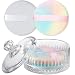 NiHome Large Powder Puff with Container Set Glass Powder Puff Holder with Lid and 2 UltraSoft Velvet Puffs Elegant Crystal Glass Storage Jar for Loose Powder Body Powder and Setting Powder - Image 2