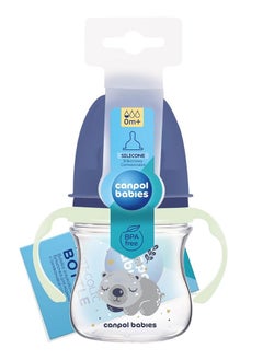 Canpol Baby Wide Neck Bottle with Light Up Handle 120ml - Blue