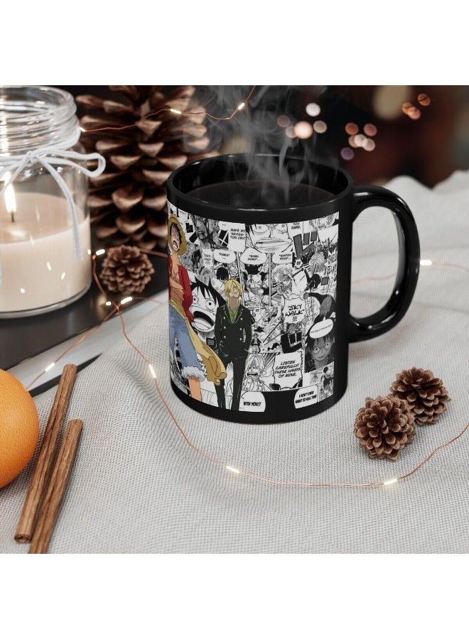 Spoil Your Wall كوب قهوة سيراميك مطبوع عليه شخصية أنمي مونكي دي لوفي من ون بيس، 325 مل - Image 3